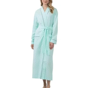PajamaGram Women's Classic Polka Dots Long Robe M/L – 100% Cotton NWT - Picture 1 of 10