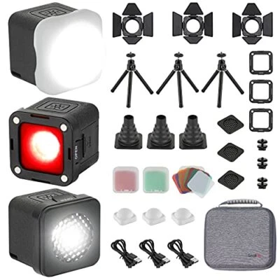 LED Video Light (3 Pack) - Mini Cube Light Waterproof Light Kit with Carry Case - Image 1 of 4