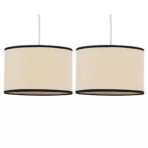Set of 2 Natural Rattan Cane 25cm Easy Fit Pendant Shade Ceiling Lightshades - Picture 1 of 10