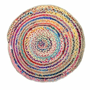 Jute & Chindi Round Rug - Picture 1 of 6