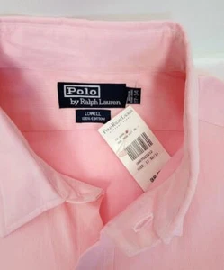 NWT Ralph Lauren Pink 100% cotton button up long sleeve Men's Shirt Sz 17 -34 - Picture 1 of 12