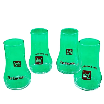 Vintage Set of 4 - 7up The Uncola Upside Down Logo Drinking Glasses Seven Up - Image 1 of 3