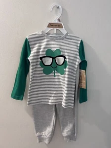 NWT Willow & Wyatt 2 Piece St. Patrick's Day Outfit Sz 2T Joggers Top Stripe Sha - Picture 1 of 6