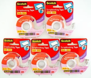 3M Scotch Double Sided Permanent Scrapbooking Tape 1/2" Lot of 5 Dispenser Rolls - Picture 1 of 2
