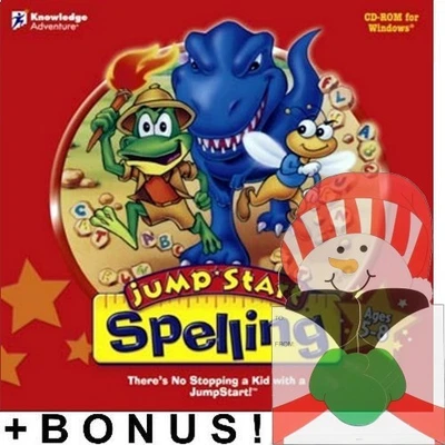 JumpStart Spelling Edutainment PC Software + Snowman Gift Box Mailer Bundle New - Image 1 of 4