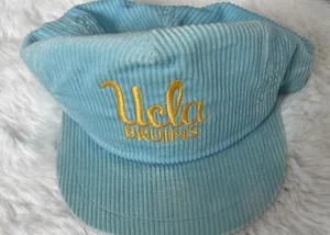 Vintage 80s UCLA Bruins Sports Specialties Corduroy Hat Cap Light Blue Zip Back - Picture 1 of 10