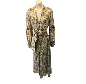 Silvia Tcherassi Farolillo Silk Belted Sheer Floral Maxi Dress NWOT SZ L - Picture 1 of 11