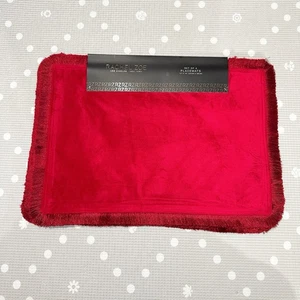 Rachel Zoe Holiday rot Fransen Velours Samt 4 Tischsets 13x19" Weihnachtsdeko - Bild 1 von 7