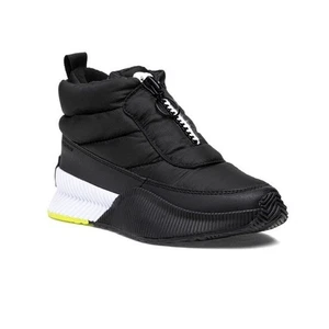 Sorel Women's Out 'N About Puffy Zip Waterproof Boot - Black, White - Size 9 - Picture 1 of 9
