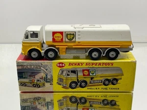 DINKY TOYS 944 LEYLAND OCTOPUS SHELL BP FUEL TANKER -WHITE L18.5cm- GOOD IN BOX - Picture 1 of 10