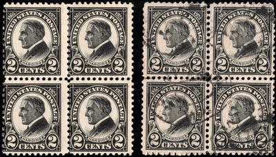 EUA 1923 edições memoriais harding, em perfeito estado e usado, blocos de 4 SCT#A177/610/2C - Imagem 1 de 4