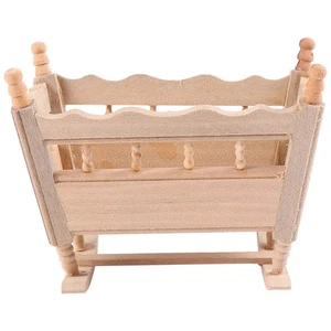 Lit berceau en bois modèle bébé mini jouet ornements de bureau armoire latérale miniature - Photo 1 sur 12