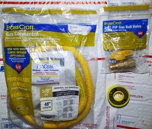 BrassCraft Universal 48" Inch Gas Installation Kit 5/8OD  Line With 3/4 Set - Picture 1 of 10