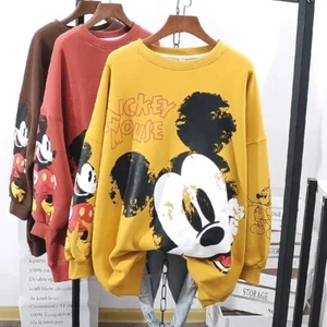 New Sweatshirts Women Autumn Cartoon Print Tops Long Sleeve Lady Tees Relaxed - Picture 1 of 4