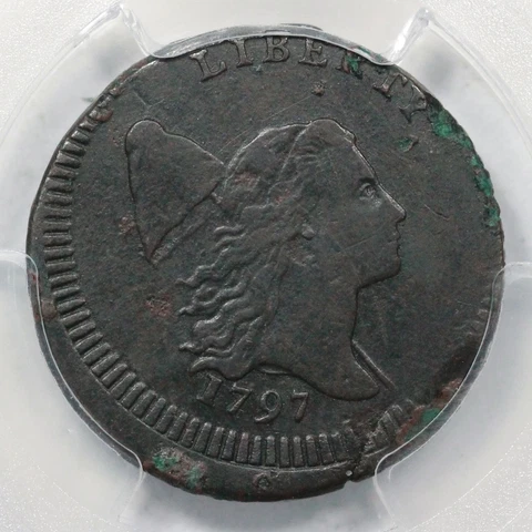 1797 C-3b PCGS VF Details Let. Edge Liberty Cap Half Cent with Pole Coin 1/2c Cover