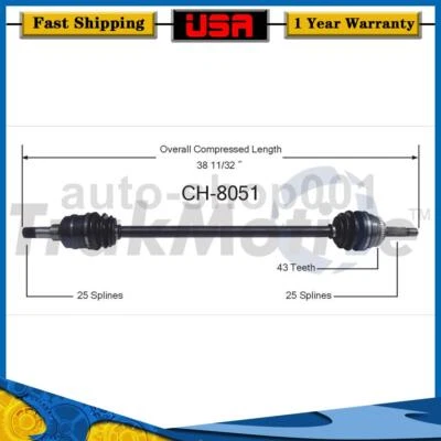 Eje delantero derecho CV eje articulado para Chrysler Sebring 1999 1998 1997 1996 1995 Foto 1 de 2
