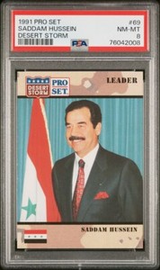 Saddam Hussein 1991 Pro Set Desert Storm #69 Rookie Card RC PSA 8 NM-MT