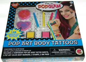Pop Art Body Tattoos By Creative Kids 148 Temporary Tattoos NIB Popglam Ages 6+ - Picture 1 of 4