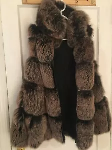 Women's Faux Fur Vest with Hood Size L - Picture 1 of 16
