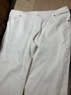 Belle Gray Lisa Rinna Capri Jeans Side Vents Pockets WHITE DENIM 16 X 26 NWOT - Image 1 of 4
