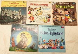 (5) Vintage Disney Book & Long-Playing Vinyl Record LP LOT Disneyland 12" J12 - Imagen 1 de 2