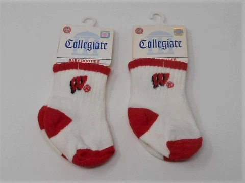 Too Cute! New Licensed Wisconsin Badgers Baby Booties Socks 2 Pair  S136 Cover