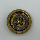 X Centre Round Vintage Brass Military Button 22mm