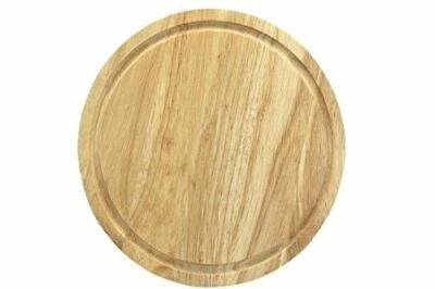 Round Wooden Bread Chopping Cutting Board 30cm Cheese Fruit Vegetables Slicing - Image 1 of 3