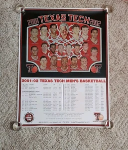 Inaugural 2001 Texas Tech Red Raiders Men's Basketball poster Bob Bobby Knight - Picture 1 of 10