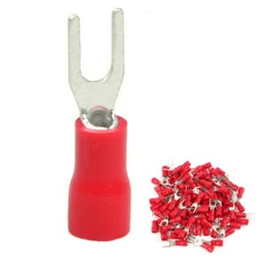 1000 × Red 16-14 AWG #4 Stud Insulated Spade Fork Terminals Connectors SV2-3.2S - Picture 1 of 7