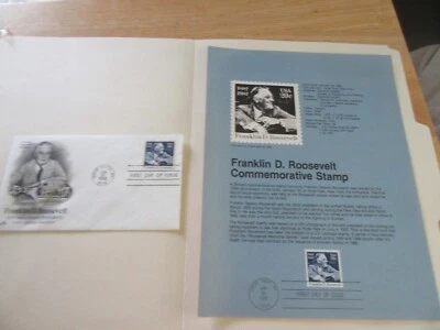 President Franklin D. Roosevelt 20c Stamp Fdc Sc#1950 + Souvenir Page Fdc (1982) - Image 1 of 2