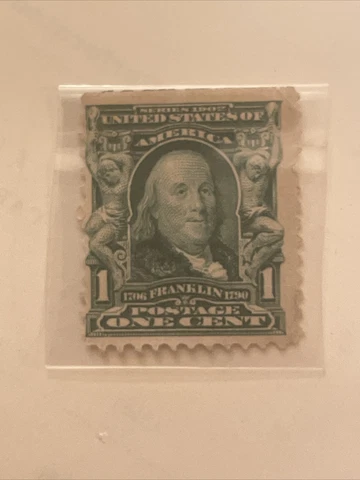 1902 BENJAMIN FRANKLIN 1 Cent Green Stamp *Very Fine 120 y/o* VFine In Sleeve! Cover