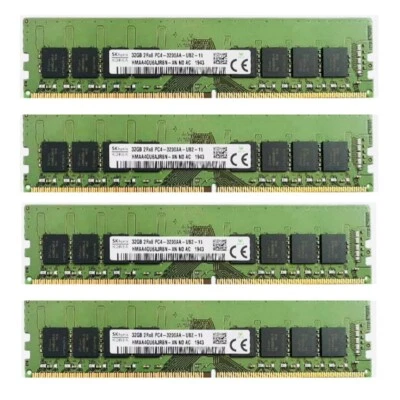 Hynix 128GB 4X32GB DDR4 3200MHz PC4-25600 2RX8 UDIMM Memory Ram HMAA4GU6AJR8N-XN - Image 1 of 4