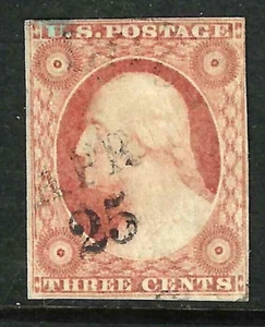 Sc #10/11 Near 4 Margins APR 25 Date Cancel 3 Cent Washington 1851-7 US 1F61 - Picture 1 of 2