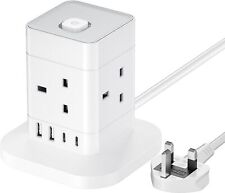 1.5/3/5 M Cube Extension Lead with USB C 4 Way Plug Power Strip with 4 USB Ports
