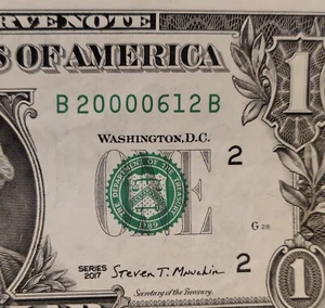 $1 Bill, Birthday/Anniv, Jun 12, 2000 or Dec 6, 2000; B 2000 06 12 B - Picture 1 of 2