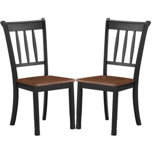 Set of 2 Wood Dining Chair High Back Dining Side Table Chair Home Tea Room Black - Picture 1 of 5