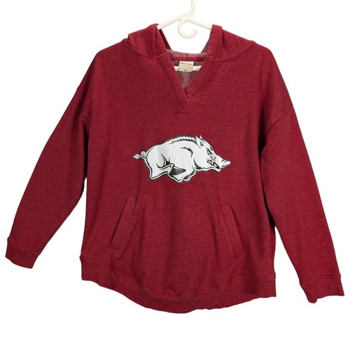 VETEMENTS Razorbacks Felpa con Cappuccio Donna Media Felpa Pullover Arkansas Hogs Rosso Sport