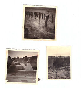 3 Fotos Bunker Westwall mit Stacheldraht Panzersperren