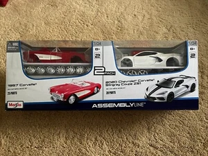 NEW Maisto Assemblyline Die Cast Kit Car 1957 Chevy Covette 2020 Chevy Vette 2pk - Picture 1 of 5