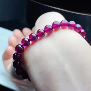 7,2 mm Natürliches Lila Rot Granat Kristall Perlen Armband AAA - Bild 1 von 6