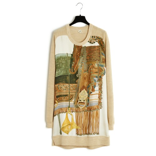 Hermès by Gaultier SS08 Robe Twillaine FR38 Selles d Apparat Dress US8 Hermes