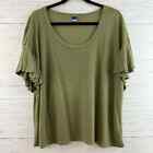 Old Navy Olive Green Linen Blend Ruffle Sleeve Top Size L