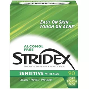 Stridex Medicated Acne Pads, Sensitive Skin, 90 Ct.. - Picture 1 of 9