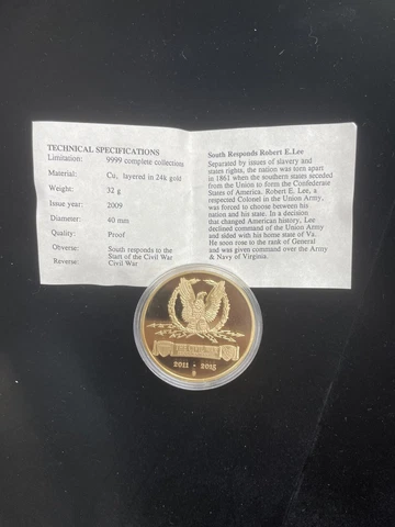 Civil War Inspirations Lee South Responds Commemorative Proof Coin Gold Layered Cover