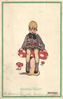 Mushroom, Anny Tekauz, Girl Sitting On A Big Mushroom, Old Postcard