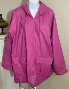 Misty Harbor Hooded Any Time Jacket Women's Size 1X Pink Plaid Lining Zip Hood - Picture 1 of 10