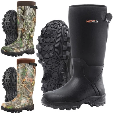 HISEA Men Waterproof Insulated Hunting Boot Adjustable Fishing Mud Work Rain Boo - Image 1 of 4