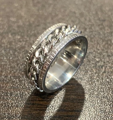 Anillo de moda Fidget Spinner de acero inoxidable tamaño Foto 1 de 4