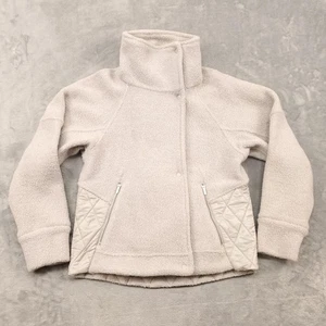 Lululemon Jacke Damen 4 weiß Wollmischung Steppeinsatz durchgehender Reißverschluss Fleece Mantel - Bild 1 von 15